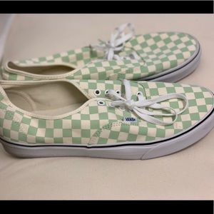 Yellow and Green checkered Vans. Modern classic